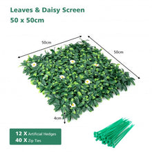 Load image into Gallery viewer, 12 Pcs 20 x 20inch Artificial Daisy Hedge Plant Privacy Fence Hedge Panels