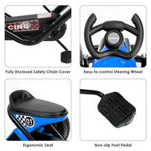 Load image into Gallery viewer, 4 Wheel Pedal Powered Ride on Racer Car for Kids-Blue