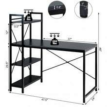 Load image into Gallery viewer, 47.5" Writing Study Computer Desk with 4-Tier Shelves-Black