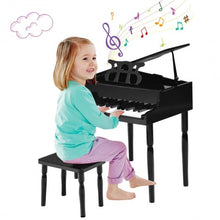 Load image into Gallery viewer, 30-Key Wood Toy Kids Grand Piano with Bench & Music Rack-Black