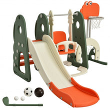Load image into Gallery viewer, 6 in 1 Toddler Slide and Swing Set with Ball Games-Orange