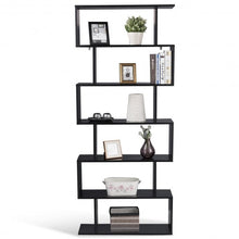 Load image into Gallery viewer, 6-Tier S-Shaped Bookcase Z-Shelf Style Storage Bookshelf-Black