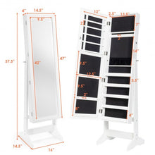 Load image into Gallery viewer, Jewelry Cabinet Stand Mirror Armoire with Large Storage Box-White