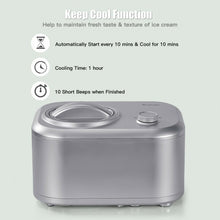 Load image into Gallery viewer, 1.1 QT Ice Cream Maker Automatic Frozen Dessert Machine with Spoon-Silver