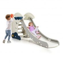 Load image into Gallery viewer, 3 in 1 Folding Kids Climber Slide Play Set with Basketball Hoop for Indoor