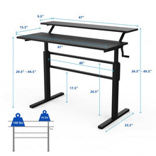 Load image into Gallery viewer, Standing Desk Crank Adjustable Sit to Stand Workstation -Black