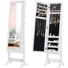 Load image into Gallery viewer, Mirrored Standing Jewelry Cabinet Storage Box-White