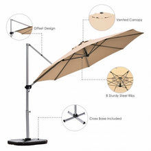 Load image into Gallery viewer, 11' Patio Offset Cantilever Umbrella 360° Rotation Aluminum Tilt-Beige