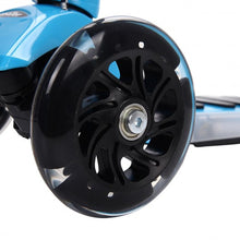 Load image into Gallery viewer, Folding Aluminum 3 LED Light Up Wheels Kids Music Kick Scooter-Blue