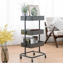 Load image into Gallery viewer, 3 Tier Metal Rolling Utility Storage Cart