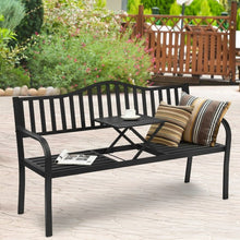 Load image into Gallery viewer, Patio Garden Bench Steel Frame with Adjustable Center Table