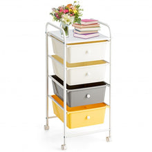 Load image into Gallery viewer, 4-Drawer Cart Storage Bin Organizer Rolling with Plastic Drawers-Yellow
