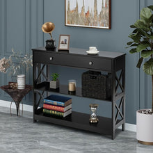 Load image into Gallery viewer, Console Accent Table with Drawer and Shelves -Black