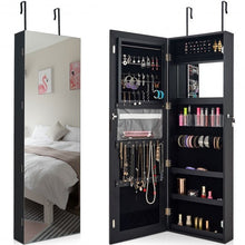 Load image into Gallery viewer, Lockable Storage Jewelry Cabinet with Frameless Mirror-Black