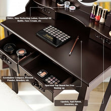 Load image into Gallery viewer, Makeup Vanity Dressing Table Set with Dimmable Bulbs Cushioned Stool-Coffee