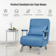 Load image into Gallery viewer, Folding 5 Position Convertible Sleeper Bed Armchair Lounge Couch w/Pillow-Blue