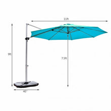 Load image into Gallery viewer, 11' Patio Offset Cantilever Umbrella 360° Rotation Aluminum Tilt-Blue