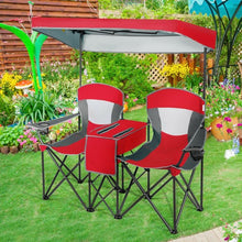 Load image into Gallery viewer, Portable Folding Camping Canopy Chairs w/ Cup Holder-Red