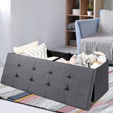 Load image into Gallery viewer, Fabric Folding Storage with Divider Bed End Bench-Dark Gray