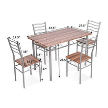 Load image into Gallery viewer, 5 pcs Wood Metal Dining Table Set with 4 Chairs-Walnut