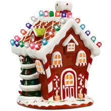 Load image into Gallery viewer, Hand-Painted Ceramic Christmas House with 44 Multicolored Lights