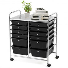 Load image into Gallery viewer, 12 Drawers Rolling Cart Storage Scrapbook Paper Organizer Bins-Black