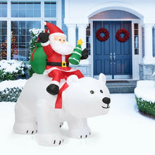 Load image into Gallery viewer, 6.5 ft Christmas Inflatable Santa Riding Polar Bear with Shaking Head LED Lights