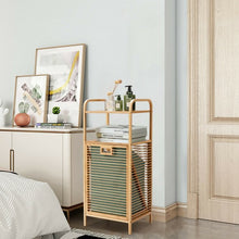 Load image into Gallery viewer, Tilt out Bamboo Shelf Slat Frame Storage Laundry Hamper