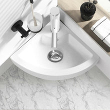 Load image into Gallery viewer, Bathroom Corner Ceramic Vessel Sink with Overflow and Faucet Hole