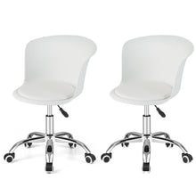 Load image into Gallery viewer, Set of 2 Office Desk Chair with Ergonomic Backrest and Soft Padded PU Leather Seat-White