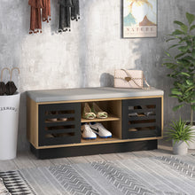 Load image into Gallery viewer, Shoe Bench with 6 Storage Compartments and 3 Adjustable Shelves-Natural