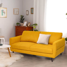 Load image into Gallery viewer, 72 Inch Small Fabric Loveseat Sofa Couch with Wood Legs-Yellow