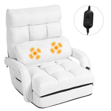 Load image into Gallery viewer, Folding Lazy Floor Chair Sofa with Armrests and Pillow-White
