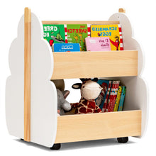 Load image into Gallery viewer, Kids Wooden Bookshelf with Universal Wheels