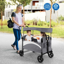 Load image into Gallery viewer, 2-Seat Stroller Wagon with Adjustable Canopy and Handles-Gray