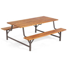 Load image into Gallery viewer, 6-Person Outdoor Picnic Table and Bench Set with 2 Inch Umbrella Hole