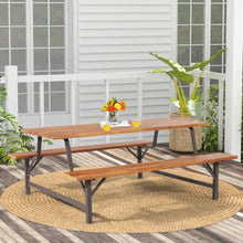 Load image into Gallery viewer, 6-Person Outdoor Picnic Table and Bench Set with 2 Inch Umbrella Hole