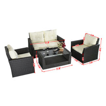 Load image into Gallery viewer, 4 pcs Rattan Patio Cushioned Sofa - Brown