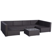 Load image into Gallery viewer, 7 Pieces Outdoor Patio Wicker Rattan Cushioned Sofa