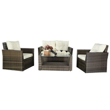 Load image into Gallery viewer, 4 pcs Rattan Patio Cushioned Sofa - Brown