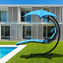 Load image into Gallery viewer, Hanging Stand Chaise Lounger Swing Chair with Pillow-Blue