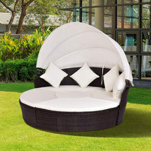 Load image into Gallery viewer, 2-in-1 Outdoor Round Rattan Canopy Cushioned Furniture Set