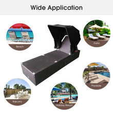 Load image into Gallery viewer, Outdoor Adjustable Cushioned Chaise Lounge Chair with Folding Canopy-Black