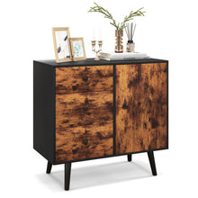Load image into Gallery viewer, Mid-Century Wood Storage Cabinet with Door and 3 Drawers