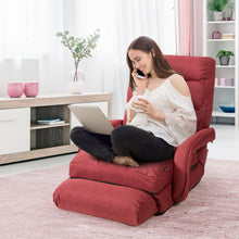 Load image into Gallery viewer, Folding Floor Massage Chair Lazy Sofa with Armrests Pillow-Red