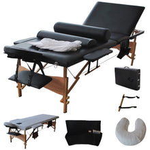 Load image into Gallery viewer, New 84"L 3 Fold Massage Table Portable Facial Bed W/Sheet+Cradle Cover+2 Bolster-black