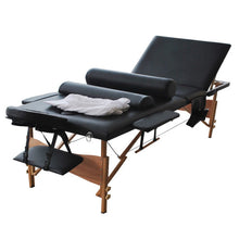 Load image into Gallery viewer, New 84"L 3 Fold Massage Table Portable Facial Bed W/Sheet+Cradle Cover+2 Bolster-black