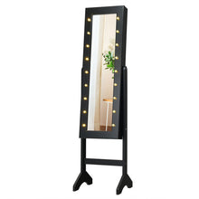 Load image into Gallery viewer, Mirrored Jewelry Cabinet Armoire Organizer w/ LED lights-Black