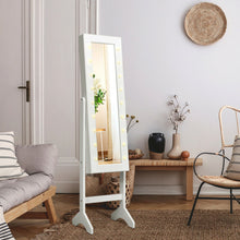 Load image into Gallery viewer, Mirrored Jewelry Cabinet Armoire Organizer w/ LED lights-White