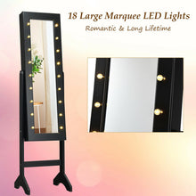 Load image into Gallery viewer, Mirrored Jewelry Cabinet Armoire Organizer w/ LED lights-Black